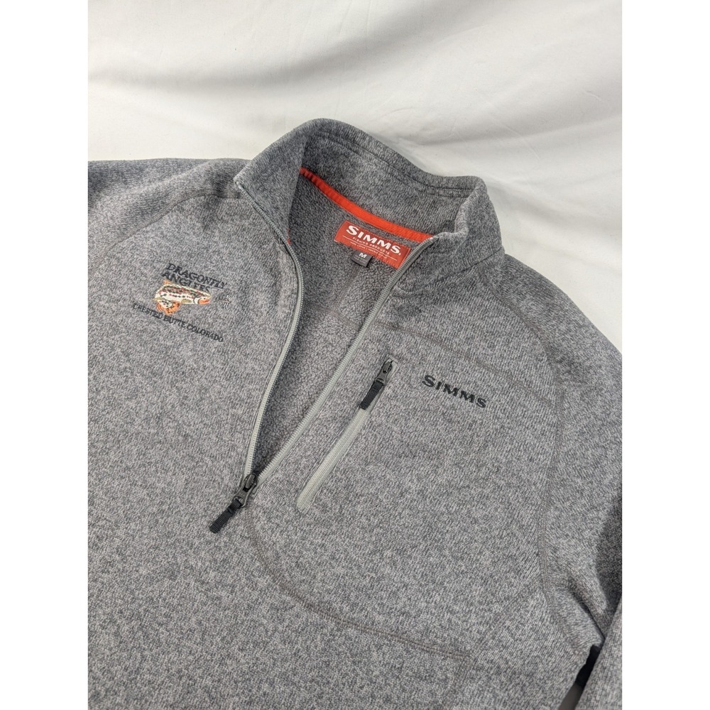 Simms Fishing Pullover 1/4 Zip  M Gray Better Sweater Knit Fleece Crested Butte